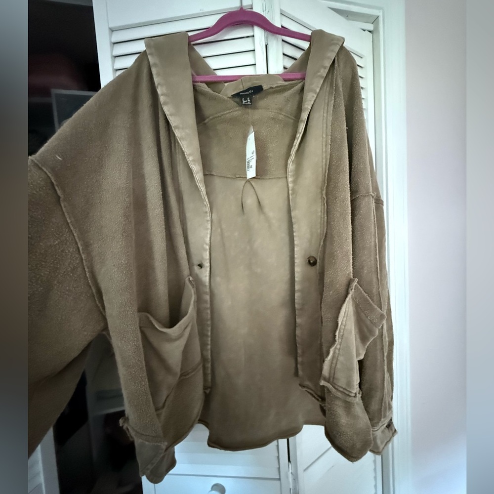French Terry Reverse High-Low Jacket- NEW WITH TAGS